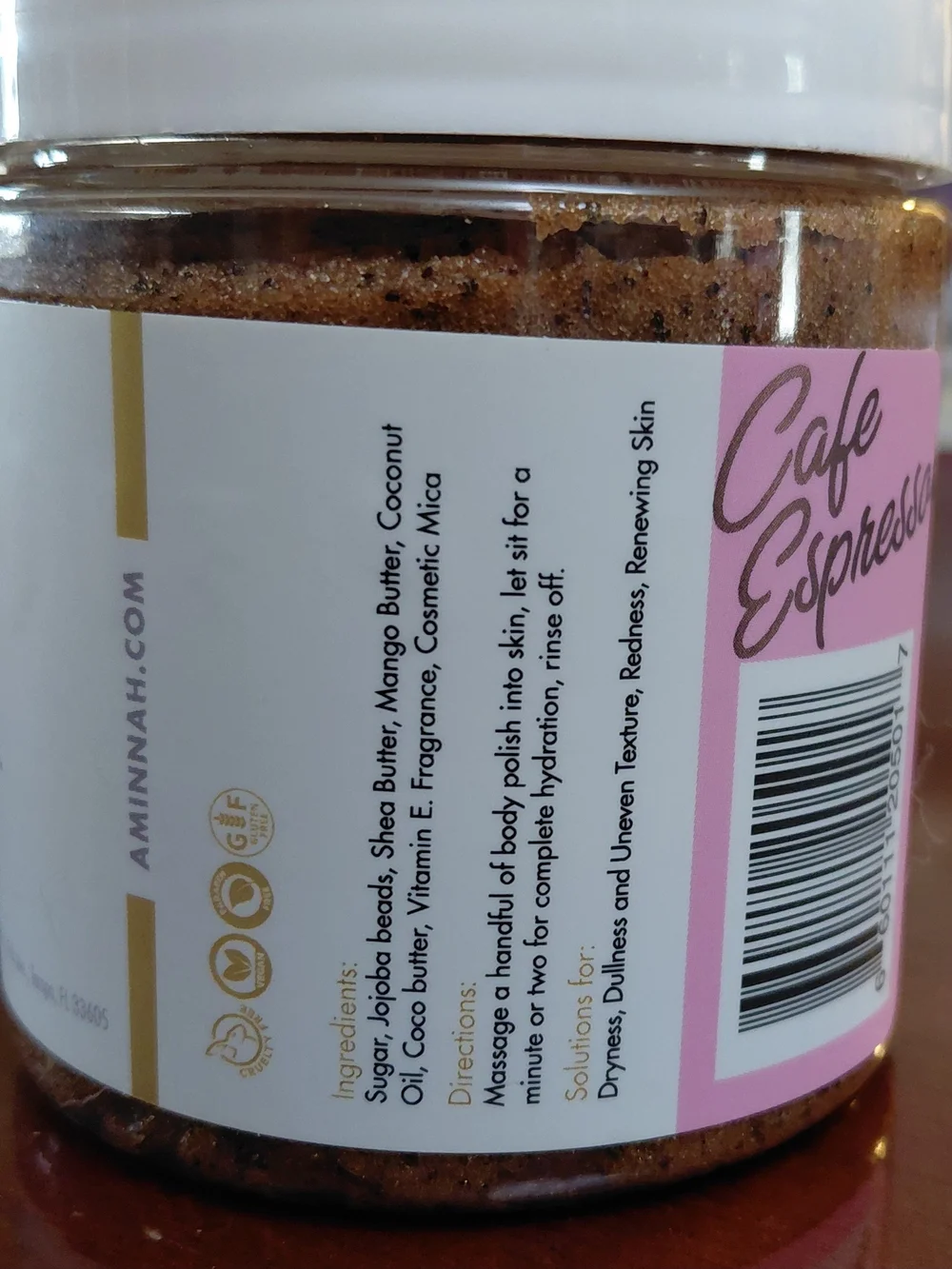 Aminnah Café Espresso Sugar Polish - Exfoliating Body Scrub
